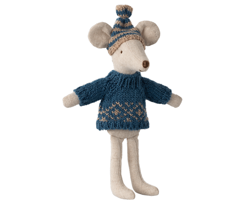 Knitted Swetaer and Hat for Dad Mouse made by Maileg