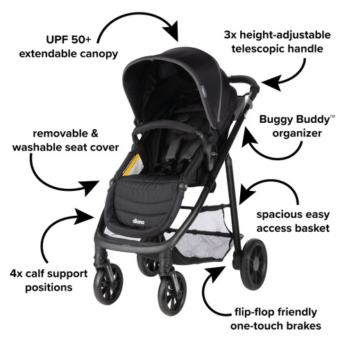 Diono Quantum 4 3-in-1 Travel System With LiteClik 30 R SafePlus Infant Car Seat