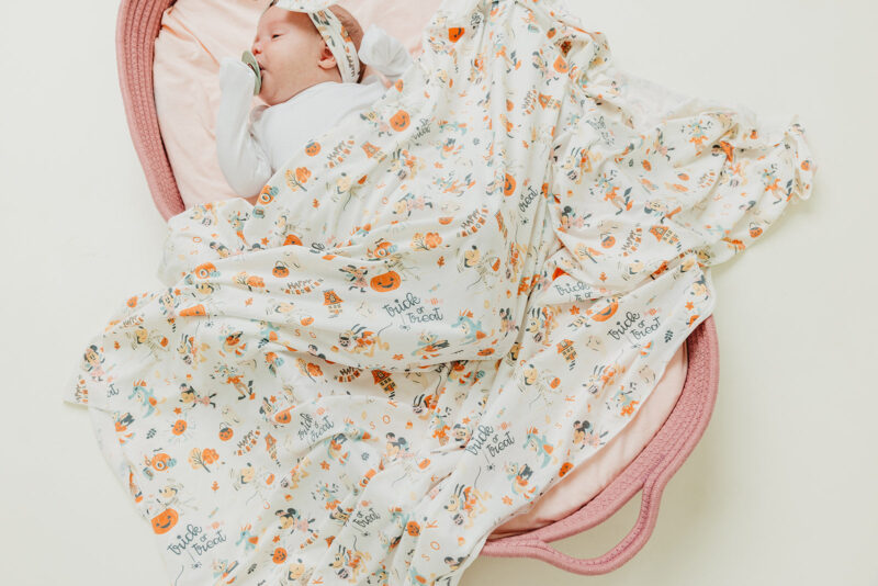 Mickey Mouse's Boo Bash Knit Swaddle Blanket made by Copper Pearl