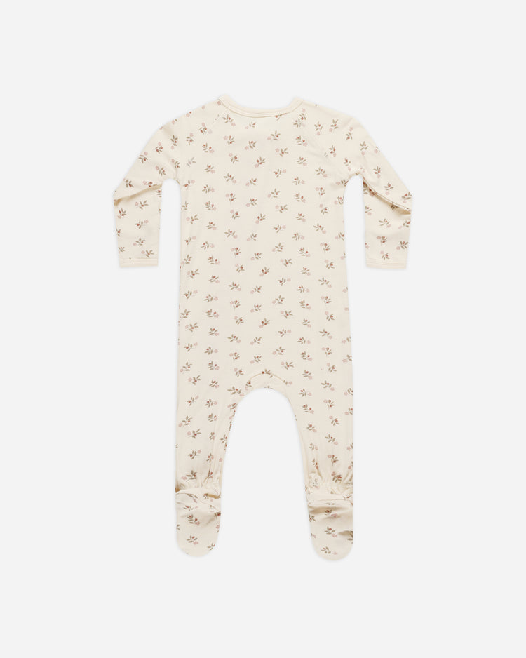 Bamboo Zip Footie In Holly Berry