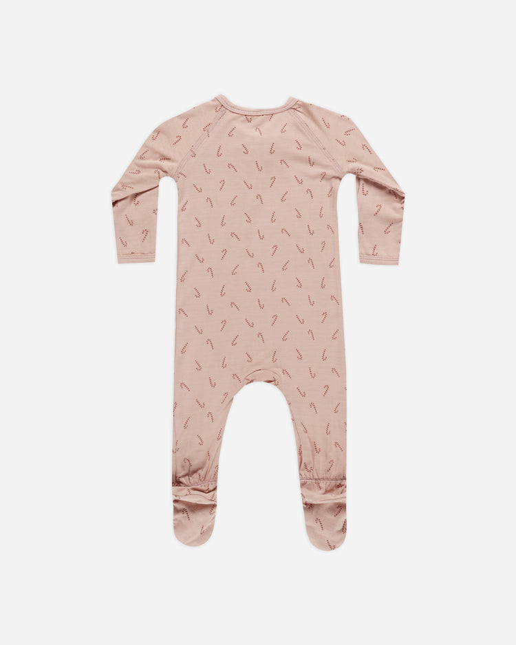 Bamboo Zip Footie In Candy Cane