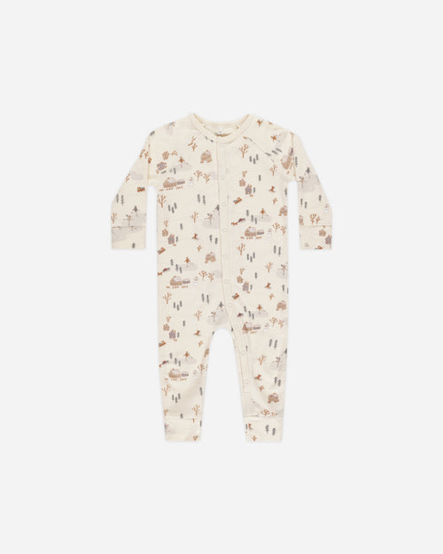 Organic Long John Pajamas in Winter Town from Rylee + Cru