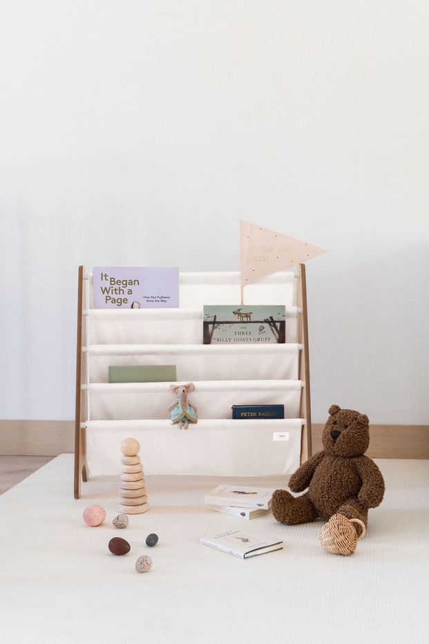 Recycled Fabric Kids Book Rack in Cream from 3 Sprouts