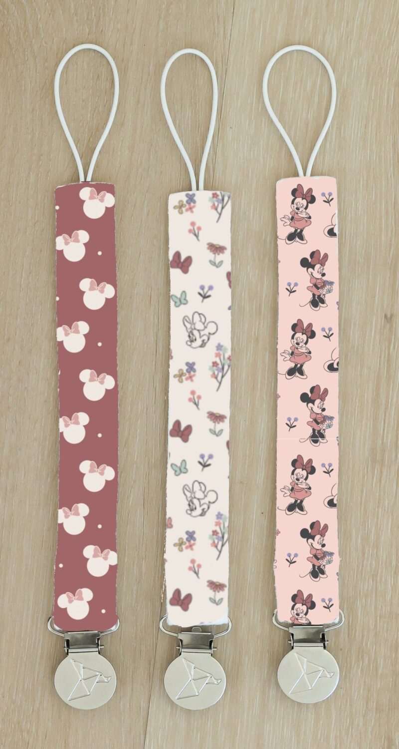 Copper Pearl Minnie Mouse Binky Clip Set 3-Pack