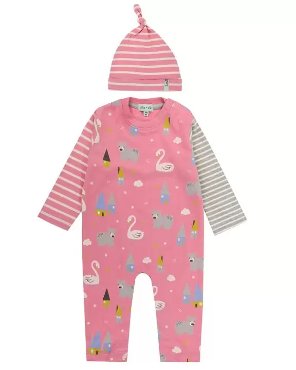 Swan Print Playsuit with Hat Set by Lilly + Sid- FINAL SALE
