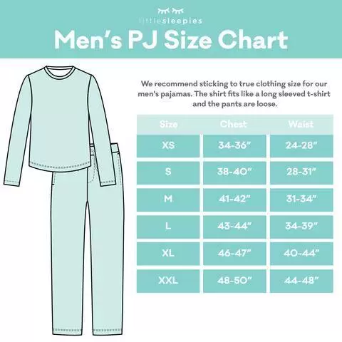 Little Sleepies Men's PJ Size Chart