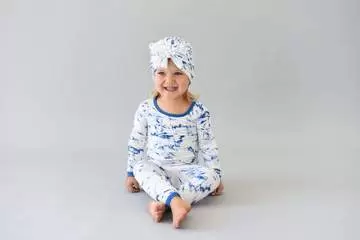 Kyte BABY Sapphire Marble Toddler Pajamas with Sapphire Marble Bunny Knot