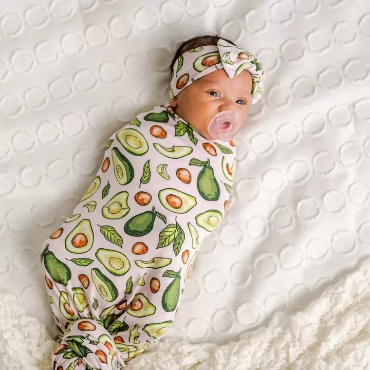 Little Sleepies Blush Avocados Bamboo Swaddle & Headband Set