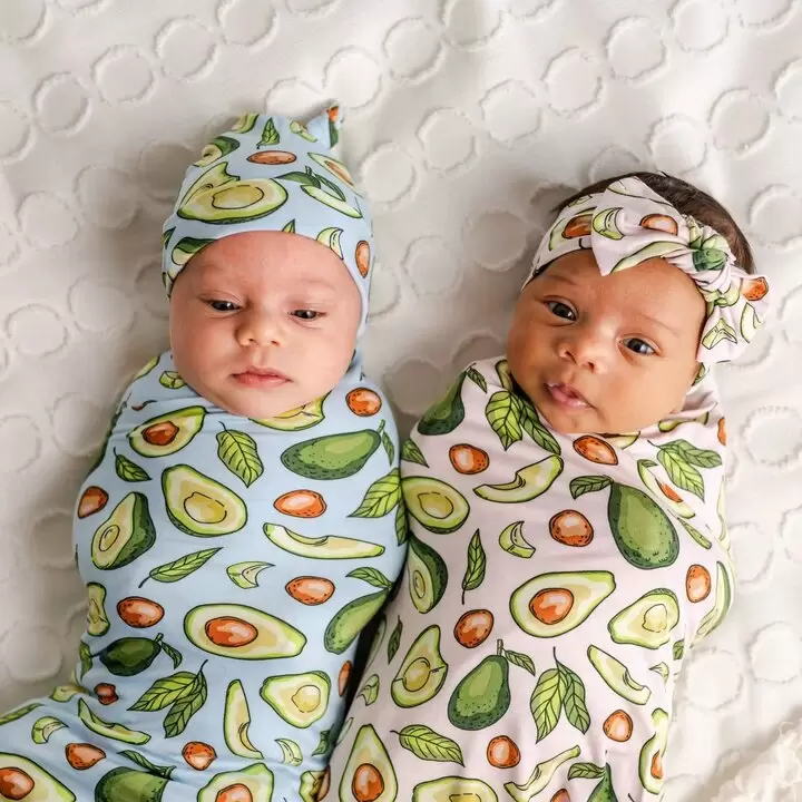 Little Sleepies Blush Avocados Bamboo Swaddle & Headband Set