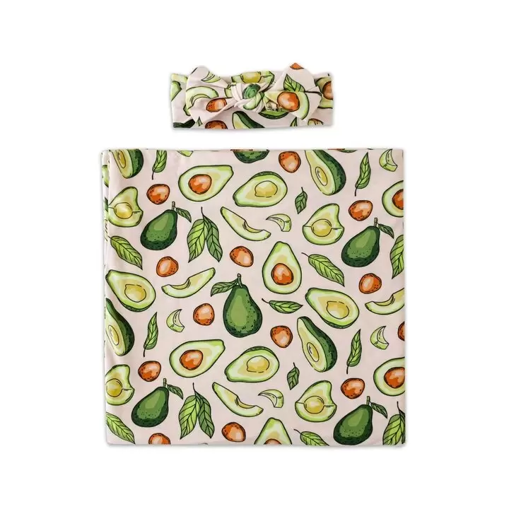 Little Sleepies Blush Avocados Bamboo Swaddle & Headband Set