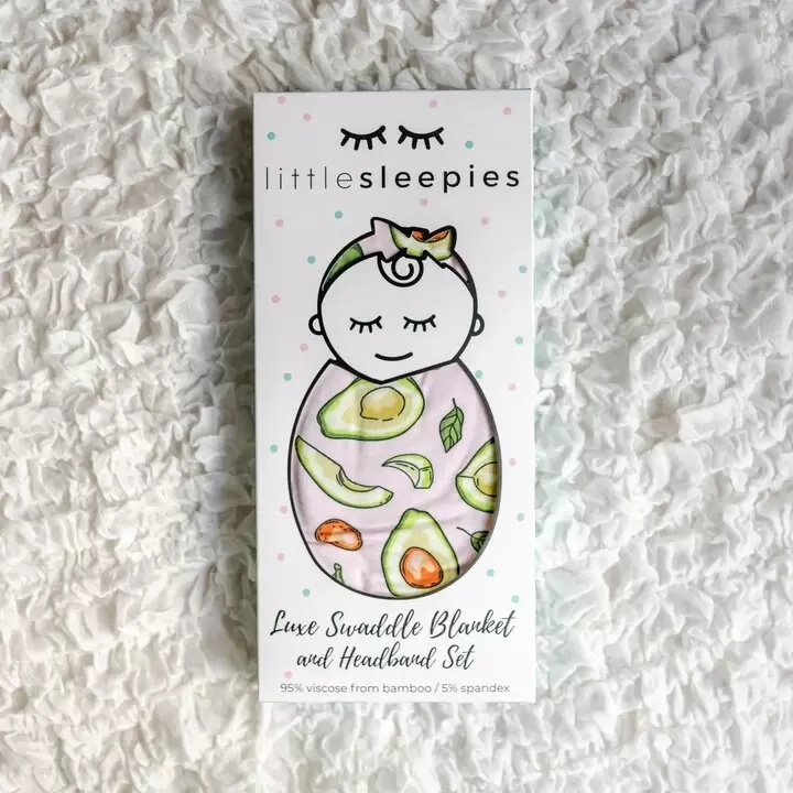 Little Sleepies Blush Avocados Bamboo Swaddle & Headband Set