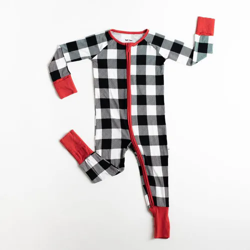 Little Sleepies Black & White Plaid Bamboo Viscose Zippy