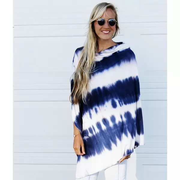 Indigo Tie Dye Nursing Cover Poncho