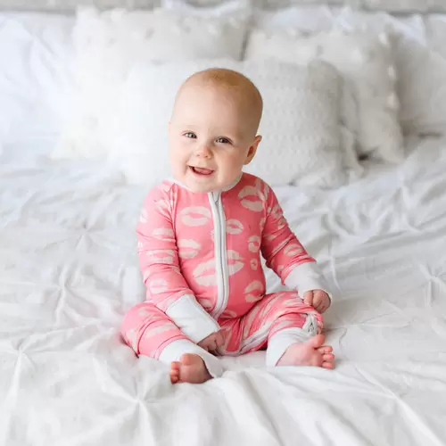 Little Sleepies Pink Kisses Bamboo Viscose Zippy