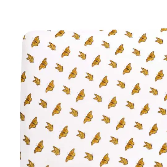 Baby Crib Sheet in Yellow Monarch Pattern by Kyte Baby