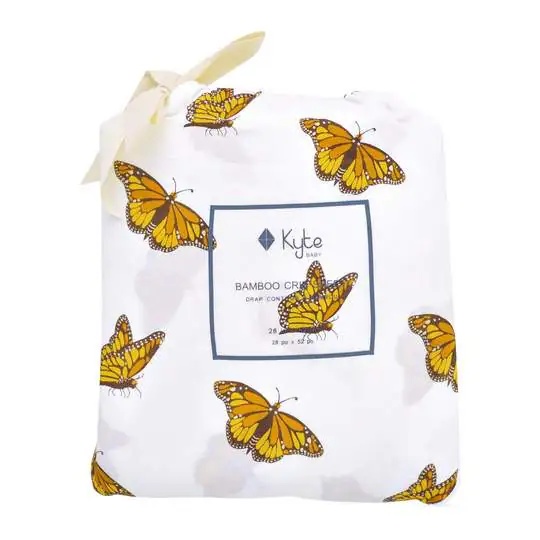 Organic Bamboo Baby Crib Sheet by Kyte Baby in Monarch Butterfly