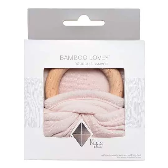 Kyte Baby Lovey in Blush with Removable Wooden Teething Ring