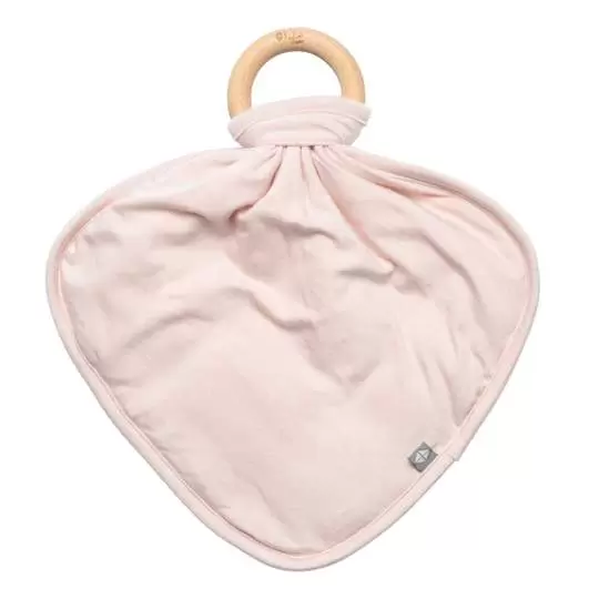 Kyte Baby Light Pink Blush Fabric Lovey with Wooden Teether Ring