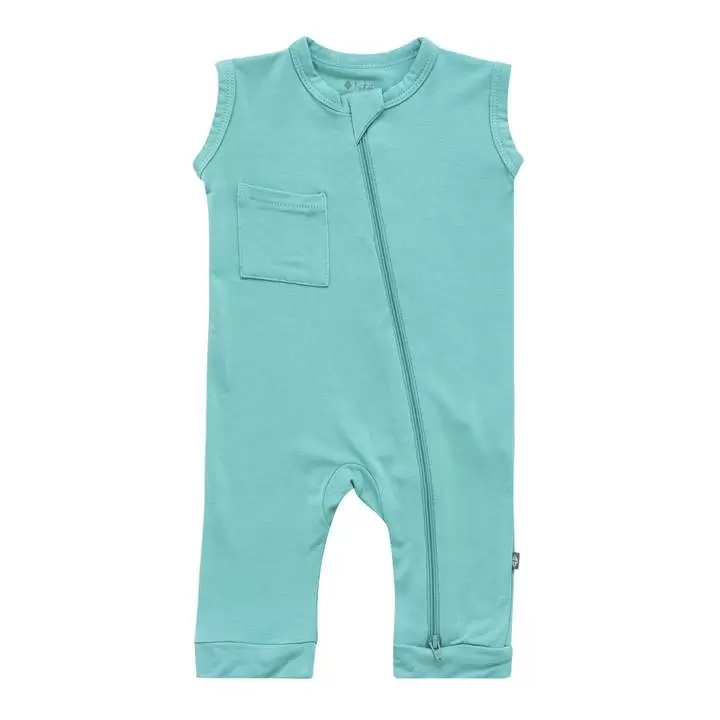 Kyte BABY Zippered Sleeveless Romper in Jade
