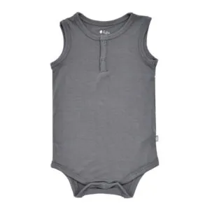 Kyte BABY Sleeveless Bodysuit in Charcoal