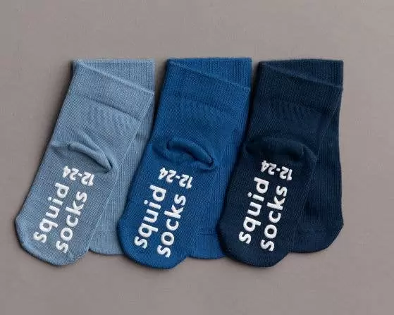 Squid Socks Colby Collection Blue Bamboo Socks 3 Pack