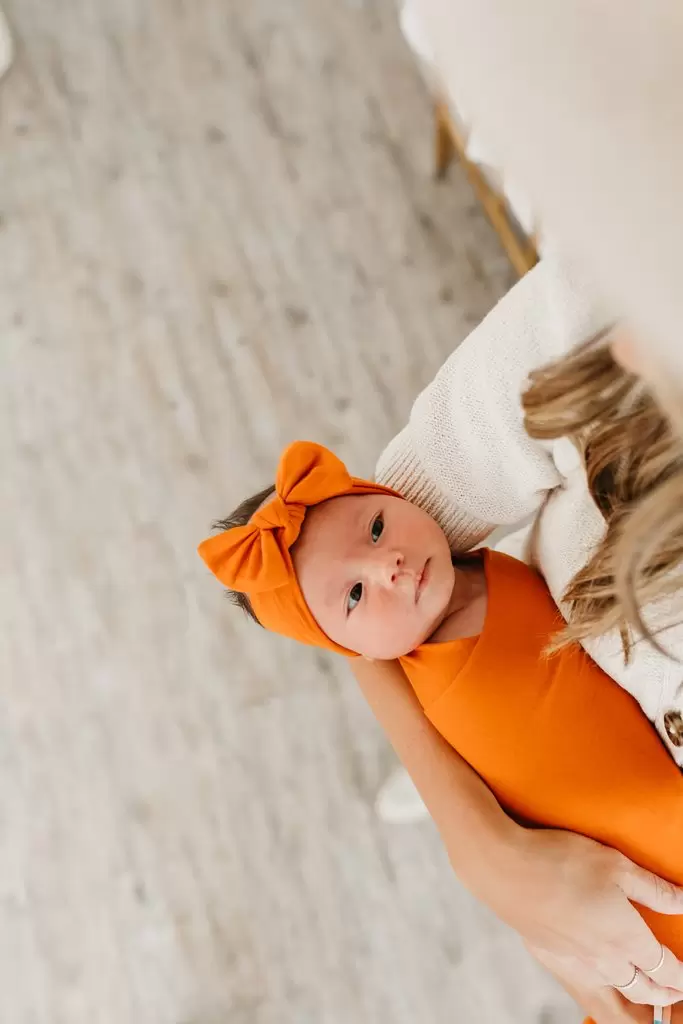 Copper Pearl Blaze Knit Headband Bow
