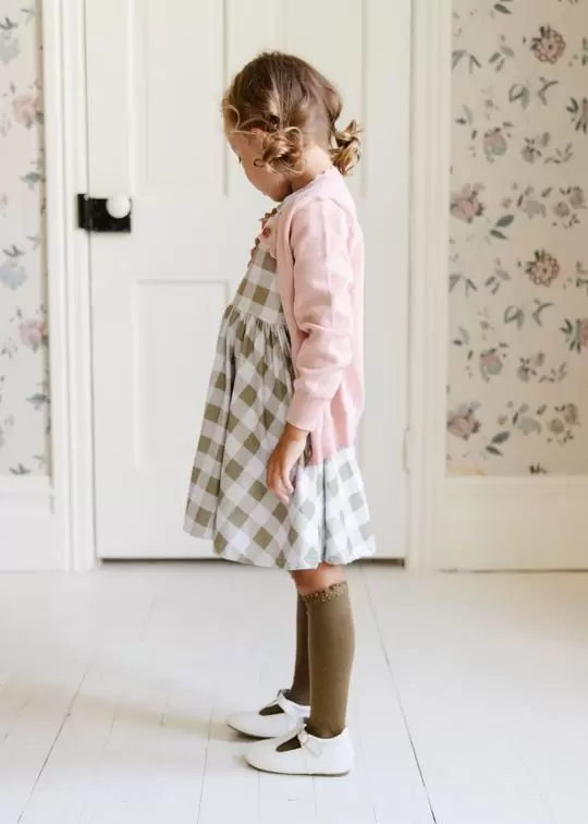 Little Stocking Co Olive Green Lace Top Knee High Socks