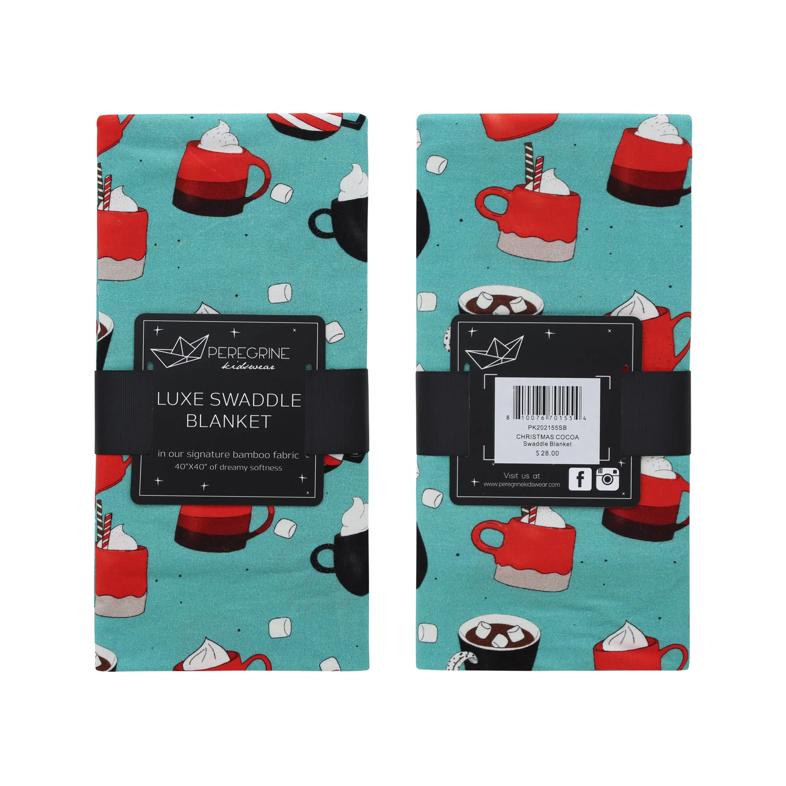 Peregrine Kidswear Christmas Cocoa Bamboo Luxe Swaddle Blanket