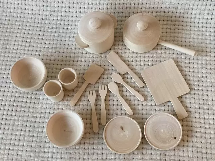 Poppy Baby Co Unfinished Wooden Pots and Pans Play Set