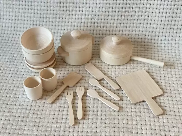 Poppy Baby Co Unfinished Wooden Pots and Pans Play Set