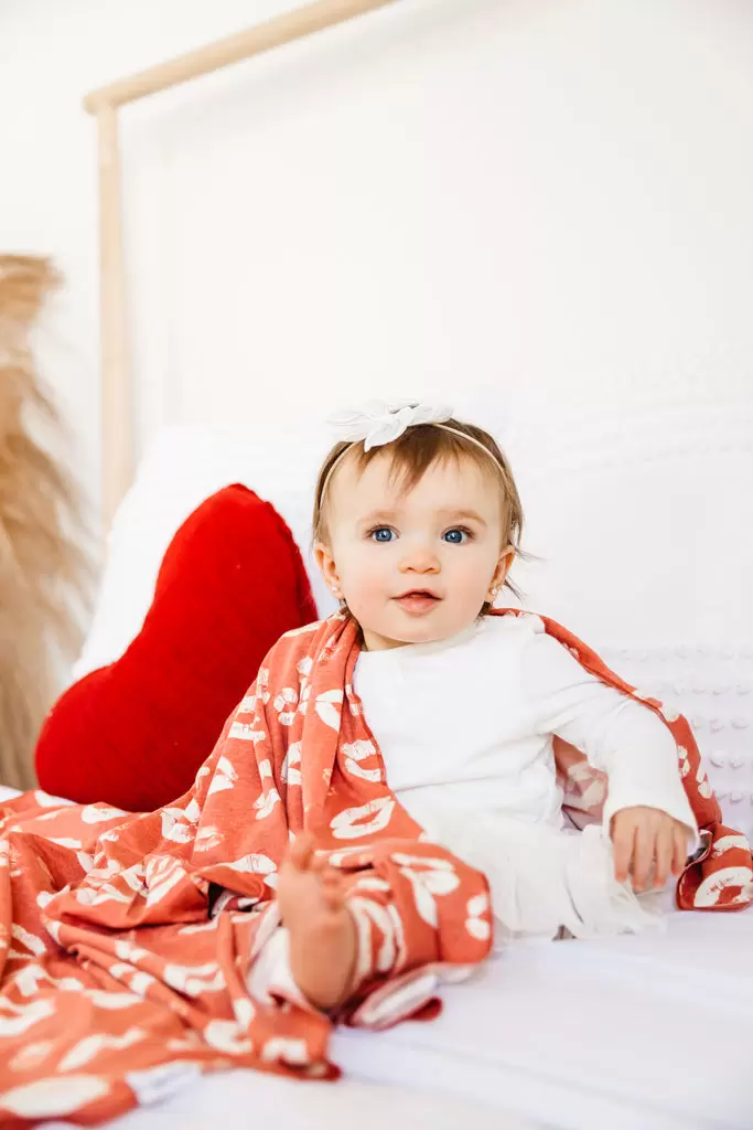 Copper Pearl Crush Knit Swaddle Blanket