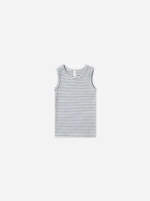 Quincy Mae Indigo Stripe Ribbed Tank Top