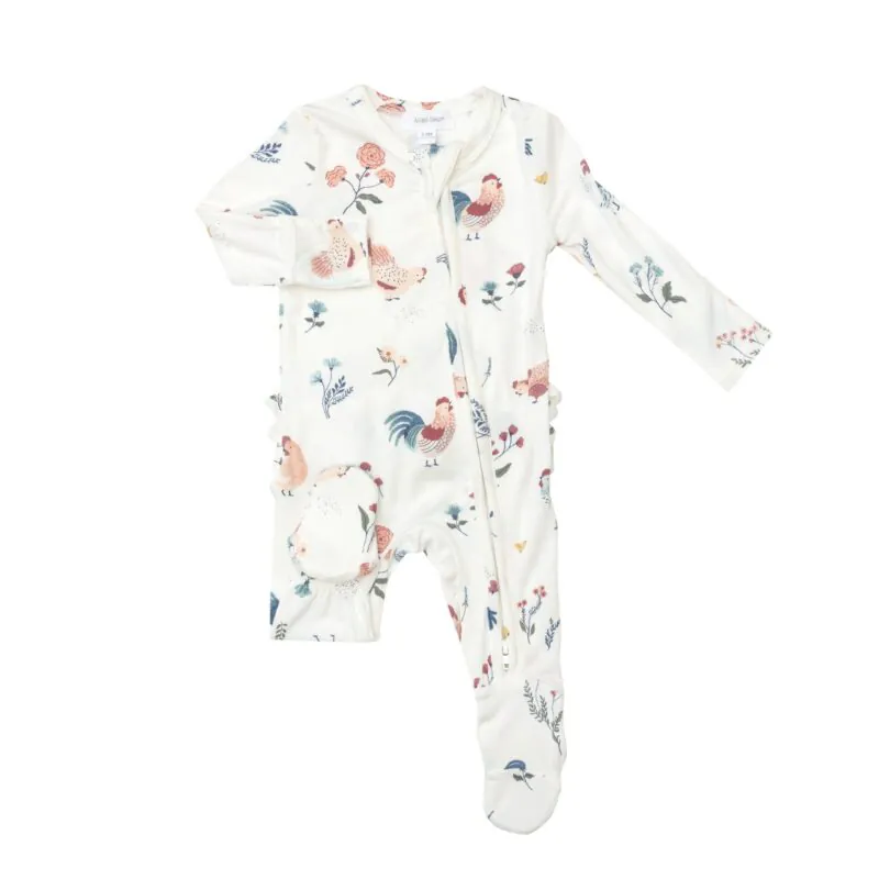 Angel Dear Heirloom Chickens Bamboo Viscose Ruffle Footie