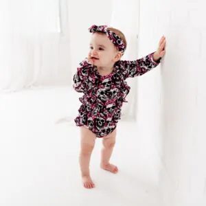 Dream Jamms Bad to the Bows Bamboo Viscose Long-Sleeve Bubble Romper