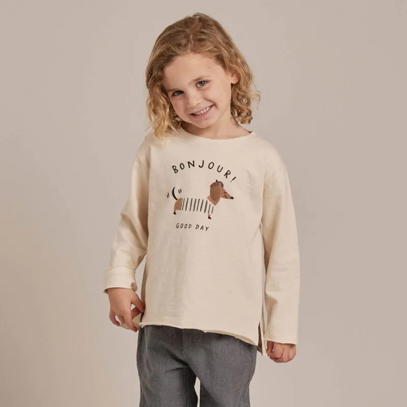 Raw Edge Long Sleeve Tee In Bonjour from Rylee + Cru