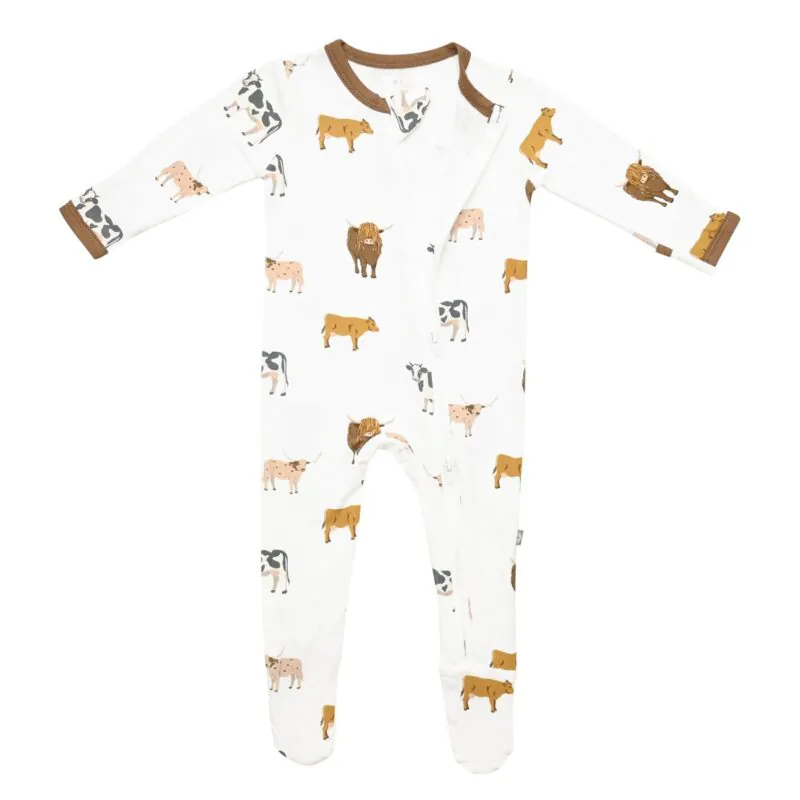 Zippered Footie in Moo