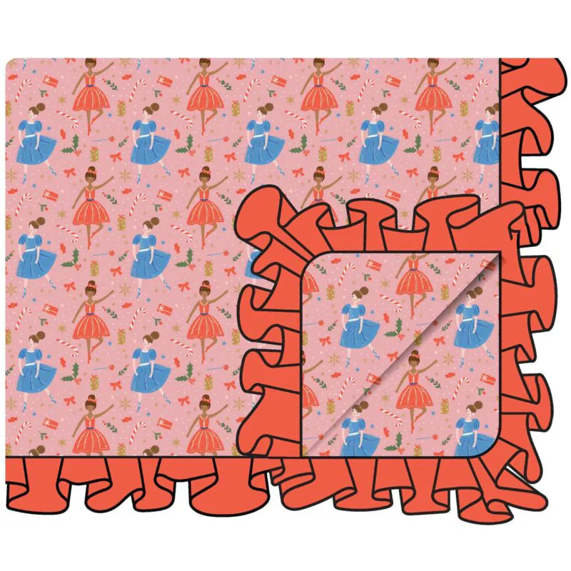 Laree + Co. Christmas Sugar Plum Fairies Bamboo Ruffle Toddler Blanket