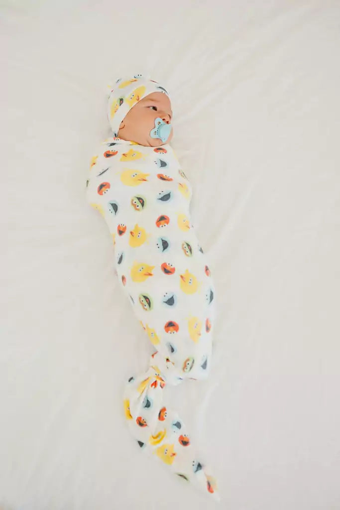 Sesame Scribbles Knit Swaddle Blanket from Copper Pearl