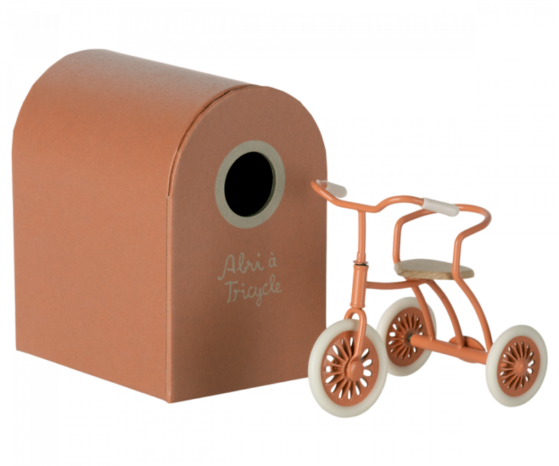 Maileg Abri à tricycle for Mouse in Coral