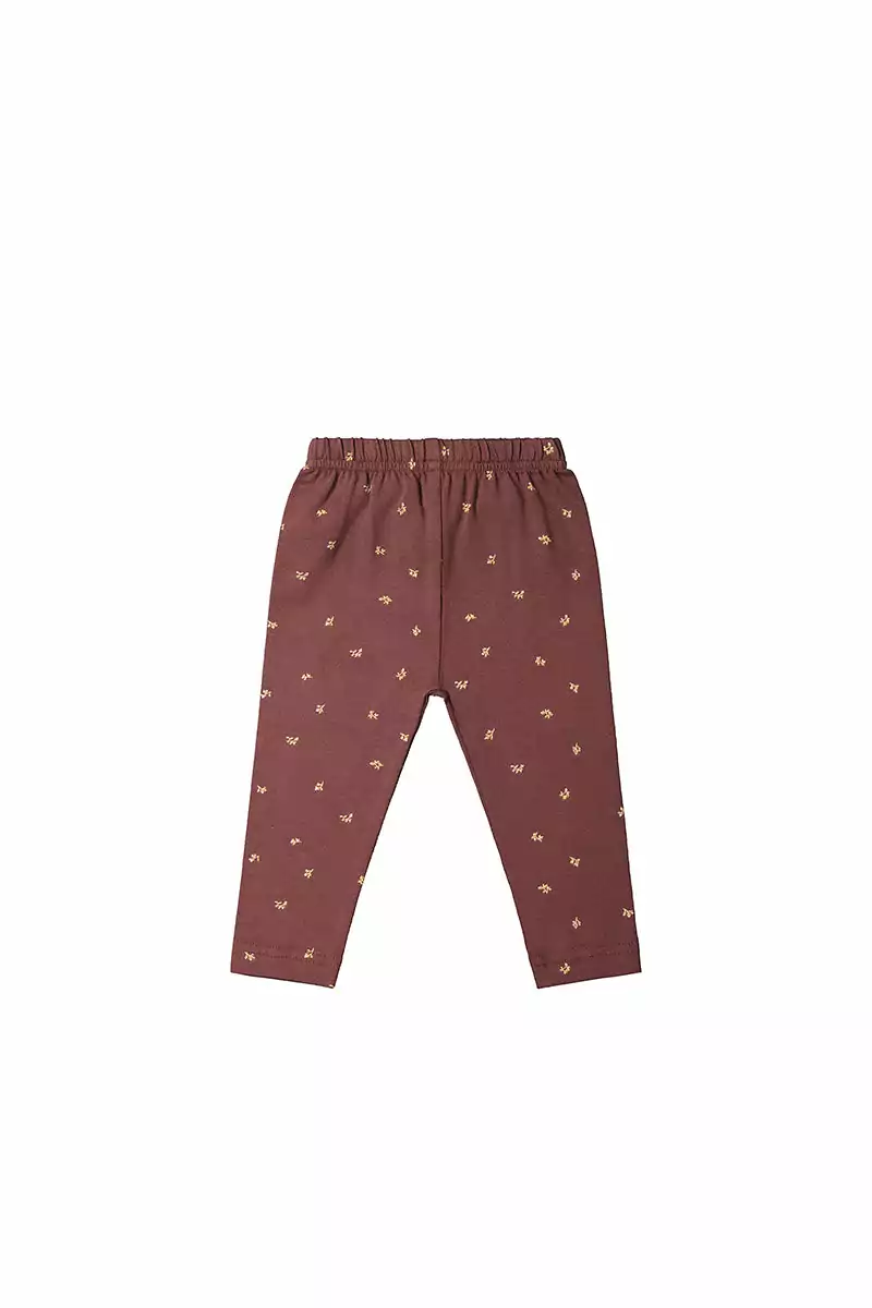 Organic Cotton Ana Legging in Lea Floral Deep Brown
