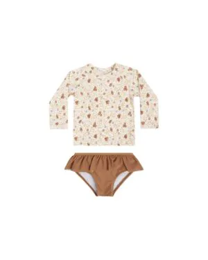 Rylee + Cru Rashguard Girls Set In Flower Field