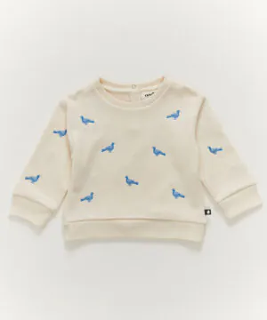 Oeuf Embroidered Sweatshirt with Pigeons