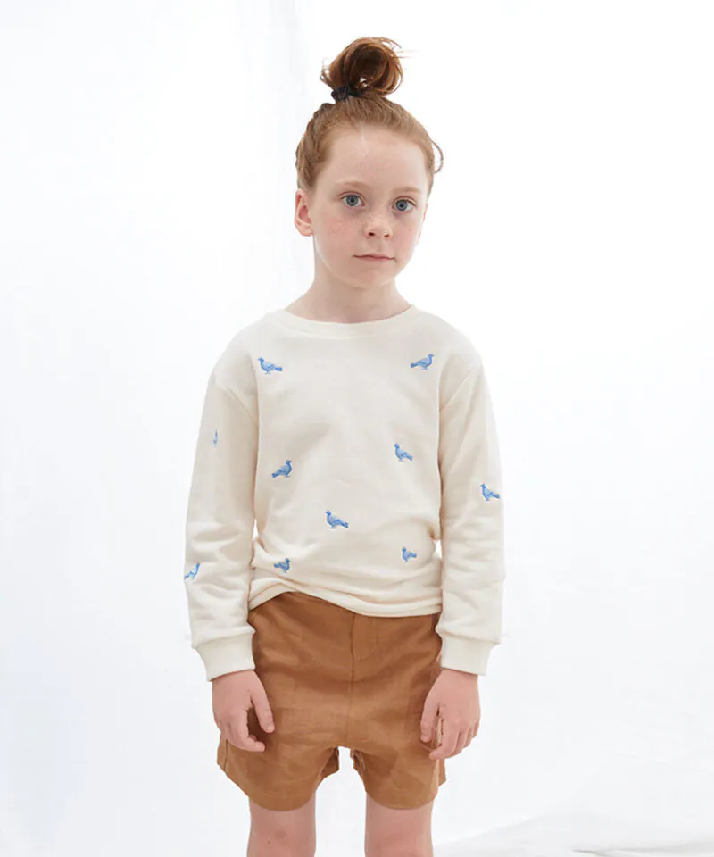 Embroidered Sweatshirt with Pigeons