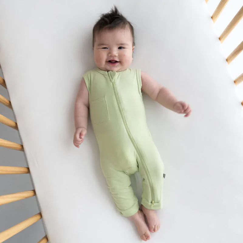 Sleeveless Zippered Romper in Pistachio