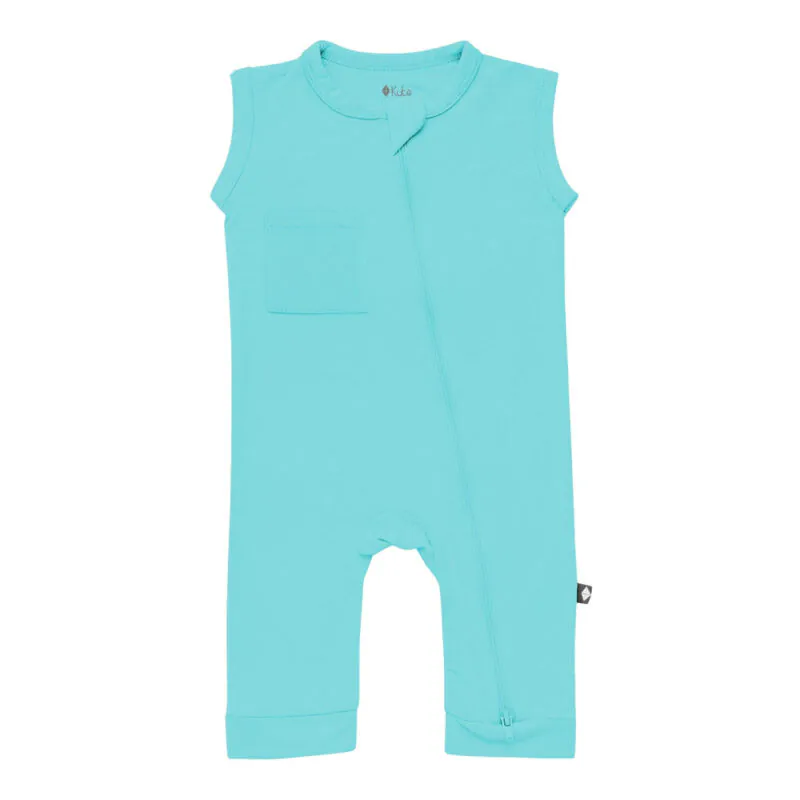 Kyte BABY Sleeveless Zippered Romper in Robin