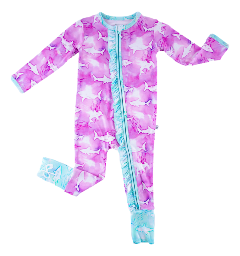 Birdie Bean Bondi Bamboo Viscose Ruffled Convertible Romper Ocean