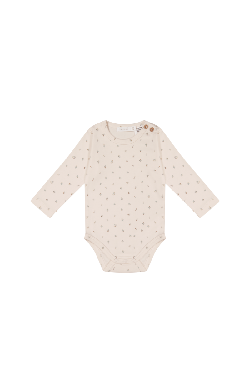 Organic Cotton Fernley Long Sleeve Bodysuit in Blueberry Storm
