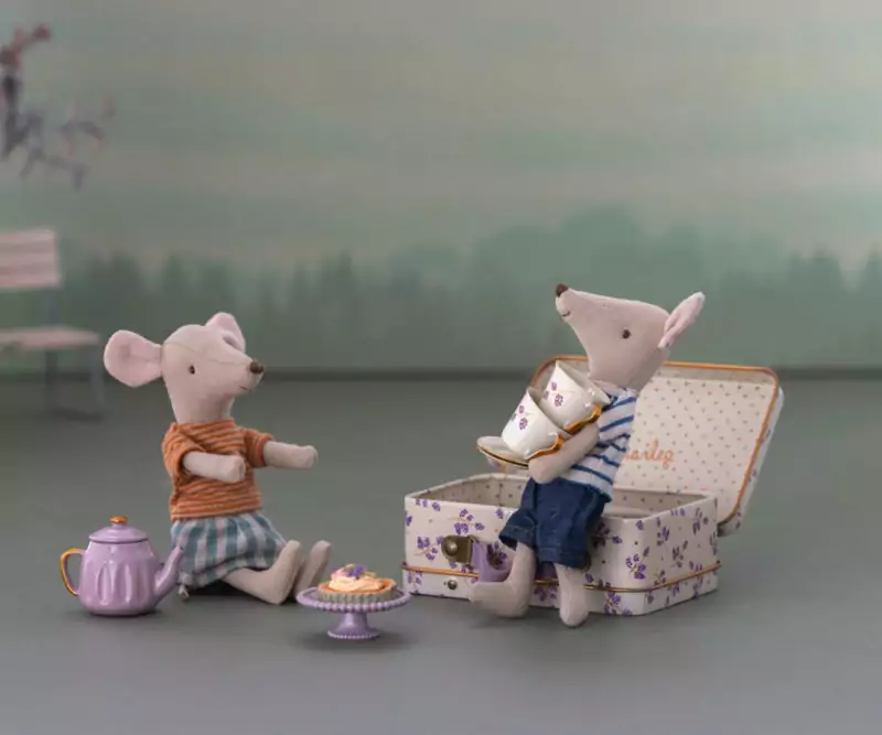 Afternoon Treat Tea Set Purple Madelaine for Mouse made by Maileg