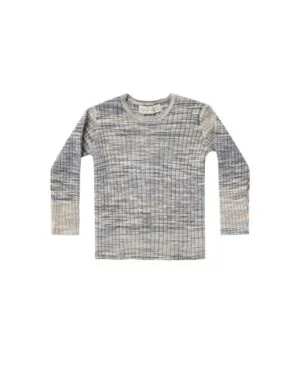 Rylee & Cru Ribbed Long Sleeve In Heathered Blue