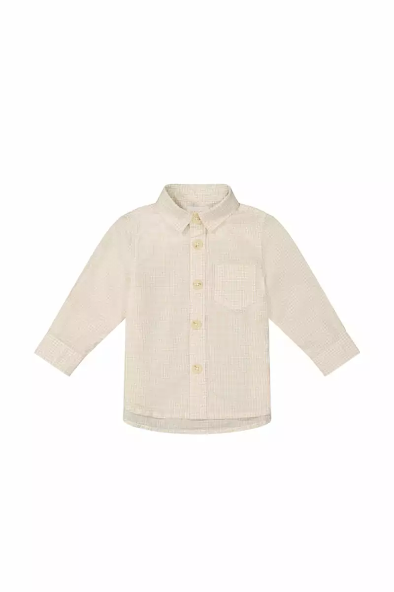 Organic Cotton Isaiah Shirt in Sesame Gingham available at Blossom